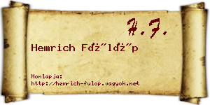 Hemrich Fülöp névjegykártya